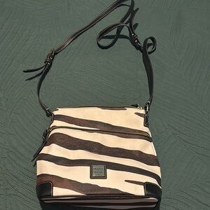 Dooney & Bourke Black and Cream Crossbody Bag with Zebra Pattern